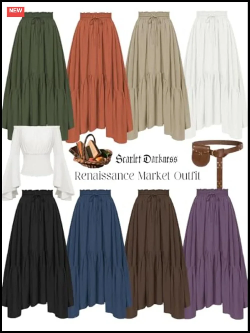 Flowy A-Line Maxi Skirt with Pockets Renaissance Boho